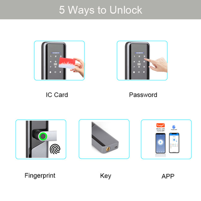 アルミ合金のTTlock Tuya WiFiデジタルの指紋のパスワード カード キーのスマートなドア ロック